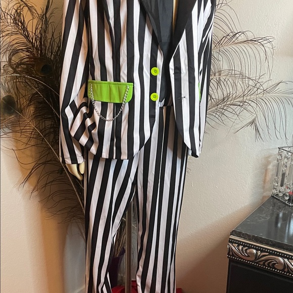 Spirit beetlejuice female costume xL White Striped Blazer & pant - Picture 2 of 3